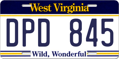 WV license plate DPD845