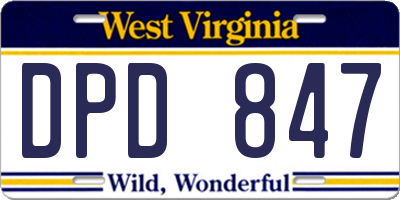 WV license plate DPD847