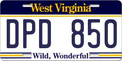 WV license plate DPD850