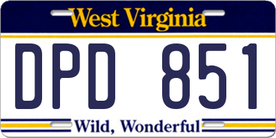 WV license plate DPD851