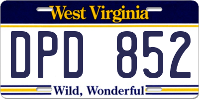 WV license plate DPD852