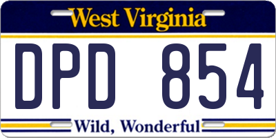 WV license plate DPD854