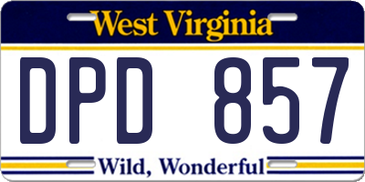 WV license plate DPD857