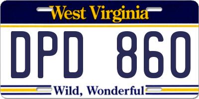 WV license plate DPD860