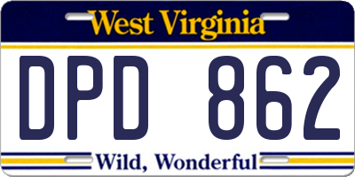 WV license plate DPD862