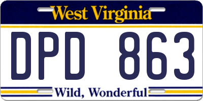WV license plate DPD863