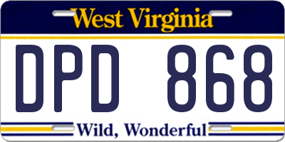 WV license plate DPD868