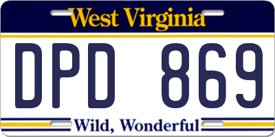 WV license plate DPD869