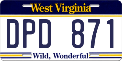 WV license plate DPD871