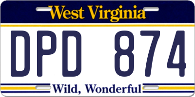 WV license plate DPD874