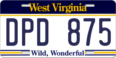 WV license plate DPD875