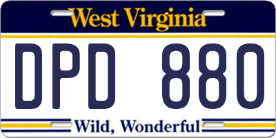 WV license plate DPD880