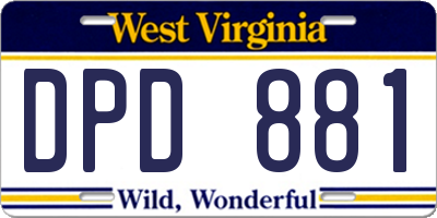 WV license plate DPD881