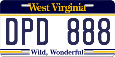 WV license plate DPD888