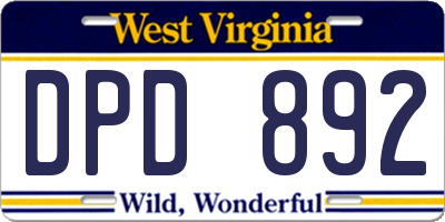 WV license plate DPD892