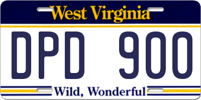 WV license plate DPD900