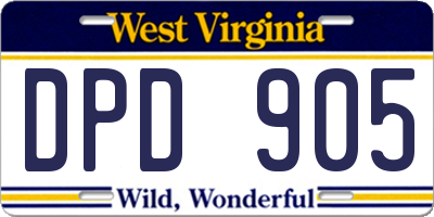 WV license plate DPD905