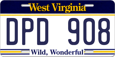 WV license plate DPD908