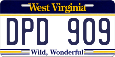 WV license plate DPD909