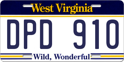 WV license plate DPD910