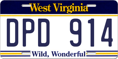 WV license plate DPD914