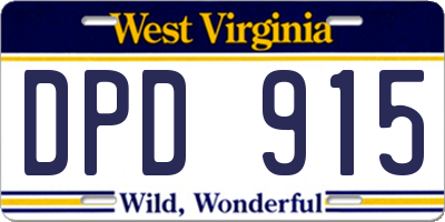 WV license plate DPD915