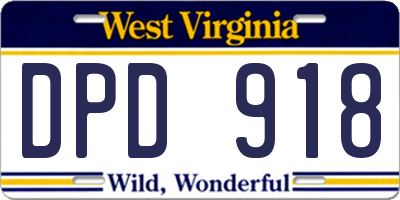 WV license plate DPD918
