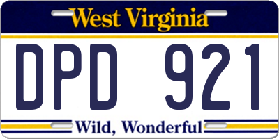 WV license plate DPD921