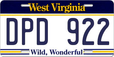 WV license plate DPD922