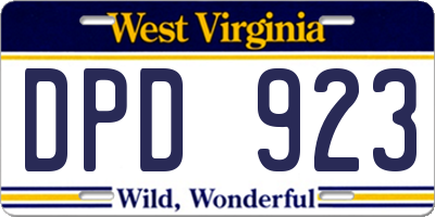 WV license plate DPD923