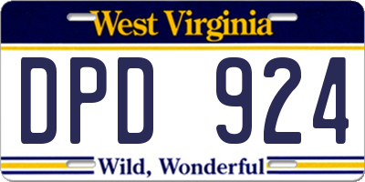 WV license plate DPD924