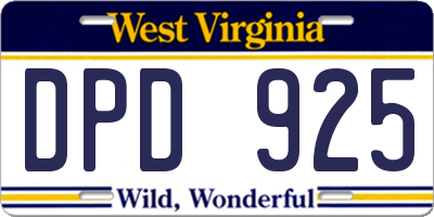 WV license plate DPD925