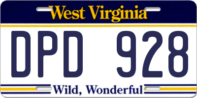 WV license plate DPD928