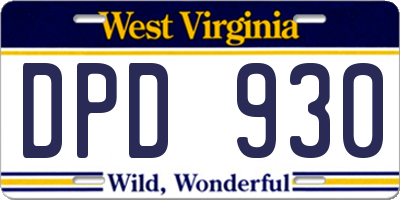 WV license plate DPD930