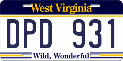 WV license plate DPD931