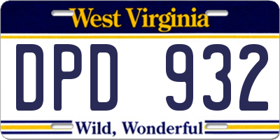 WV license plate DPD932