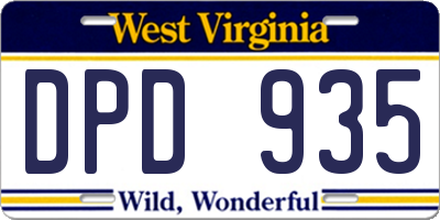 WV license plate DPD935