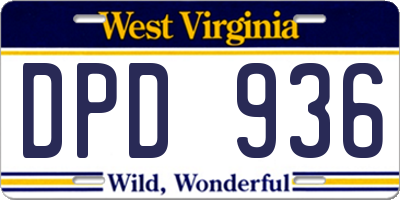 WV license plate DPD936