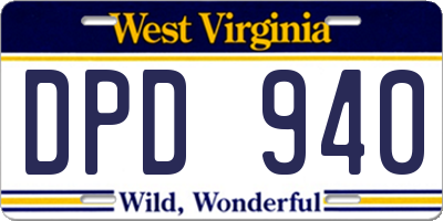 WV license plate DPD940