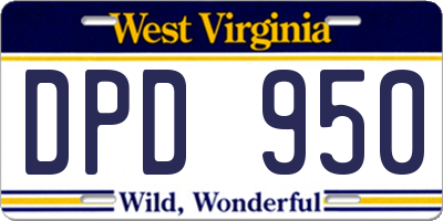 WV license plate DPD950