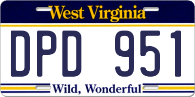 WV license plate DPD951