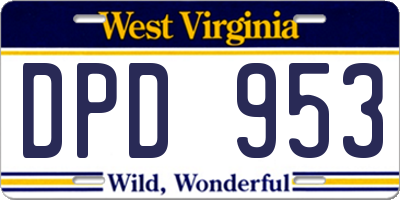 WV license plate DPD953