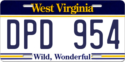 WV license plate DPD954
