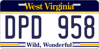 WV license plate DPD958