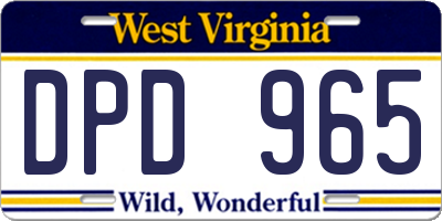 WV license plate DPD965