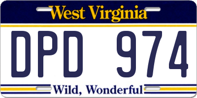 WV license plate DPD974
