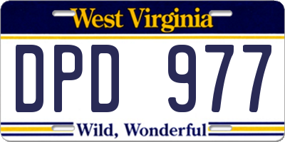 WV license plate DPD977