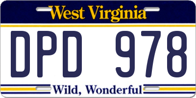 WV license plate DPD978
