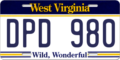 WV license plate DPD980