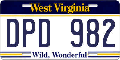 WV license plate DPD982